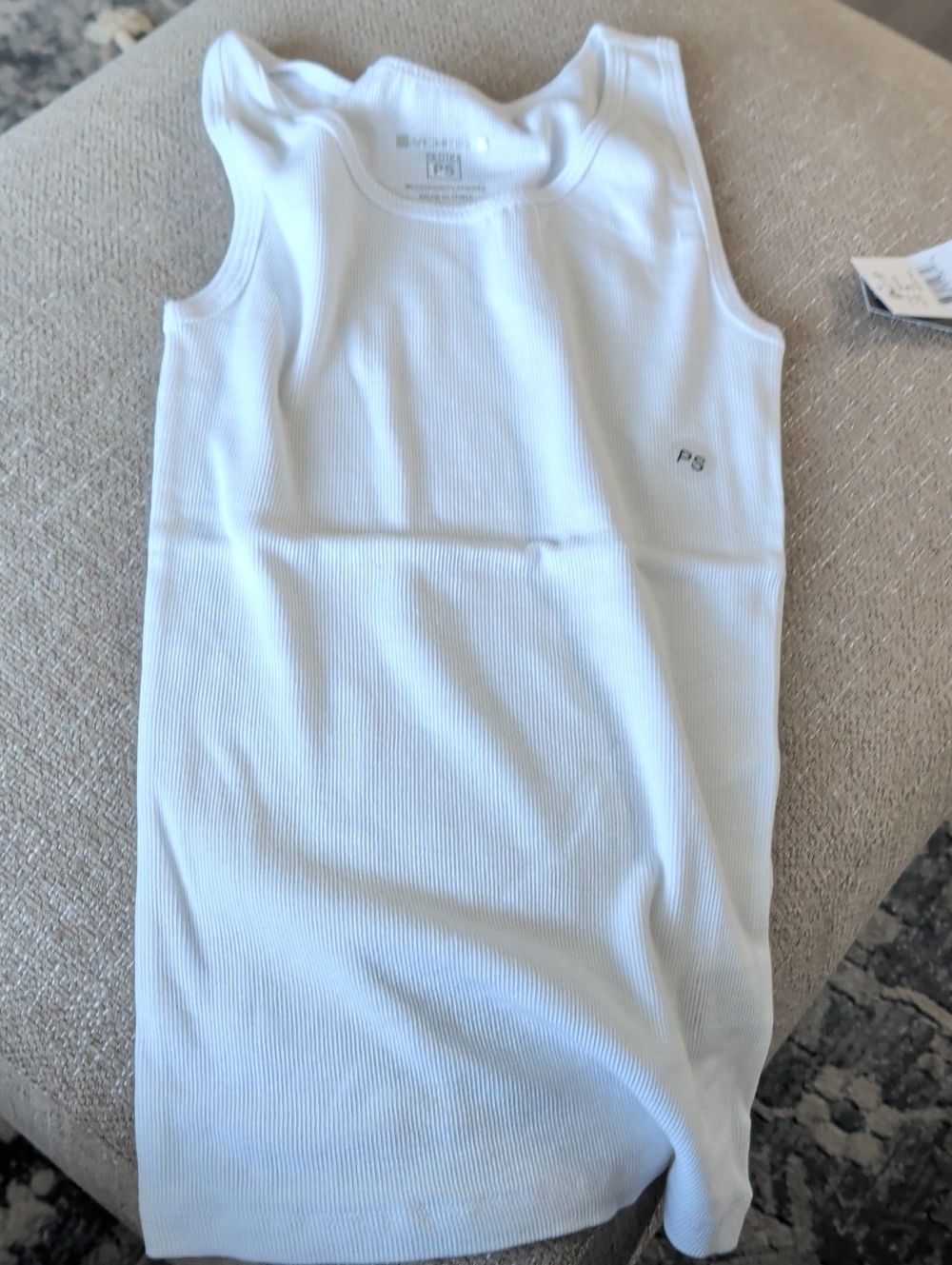Architect White Ribbed Tank Top